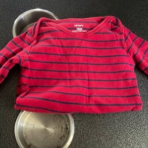 Red and blue striped onesie